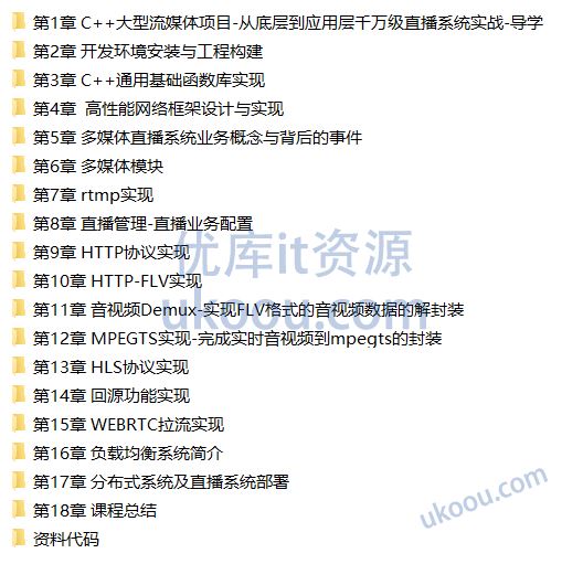 C++大型流媒体项目-从底层到应用层千万级直播系统实战「已完结」